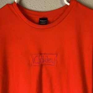 Mens L Oakley Box Logo Tee Red